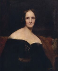 Pintura com retrato de Mary Shelley